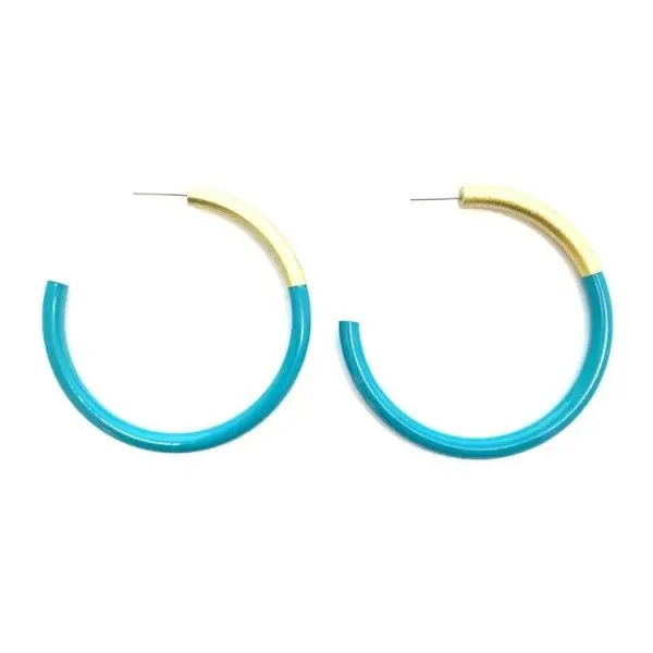 LIZ Peacock Blue Large Hoop Earrings Dickinson Jewelers Dunkirk, MD