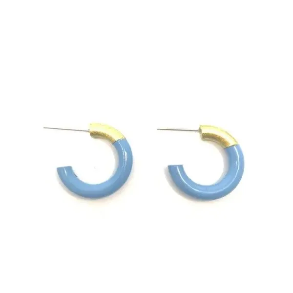 Goldtone LIZ Peri Blue Small Hoop Earrings Dickinson Jewelers Dunkirk, MD