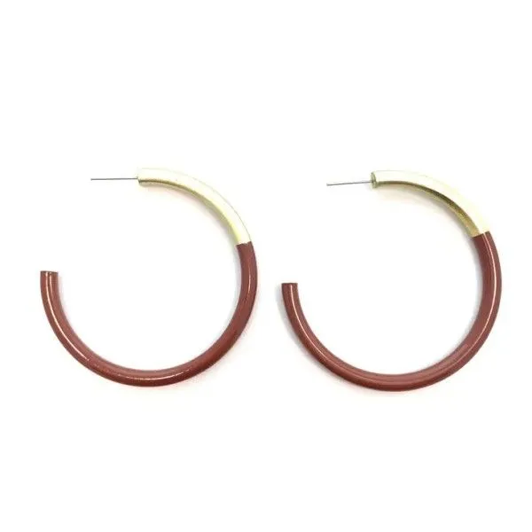 LIZ Brown Large Hoop Earrings Dickinson Jewelers Dunkirk, MD