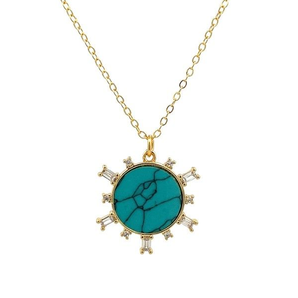 18k Gold Plated Turquoise Sun Ray Necklace Dickinson Jewelers Dunkirk, MD