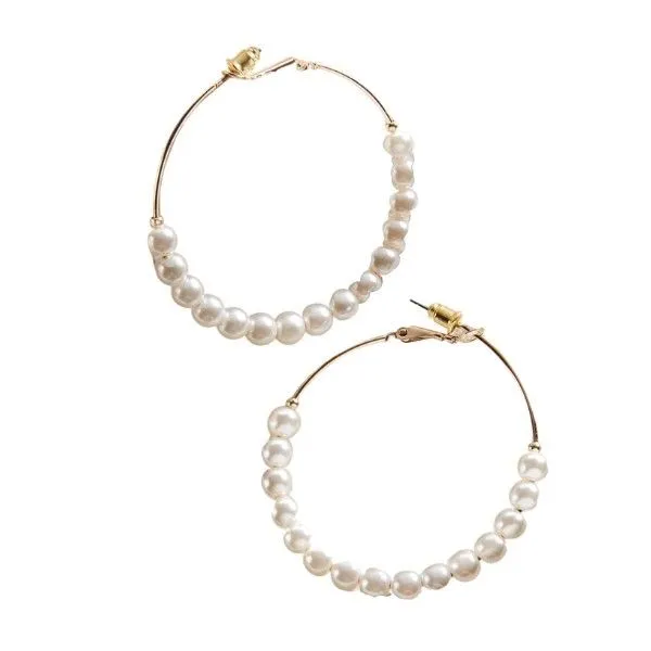 Glass Pearl Hoop Earrings Dickinson Jewelers Dunkirk, MD