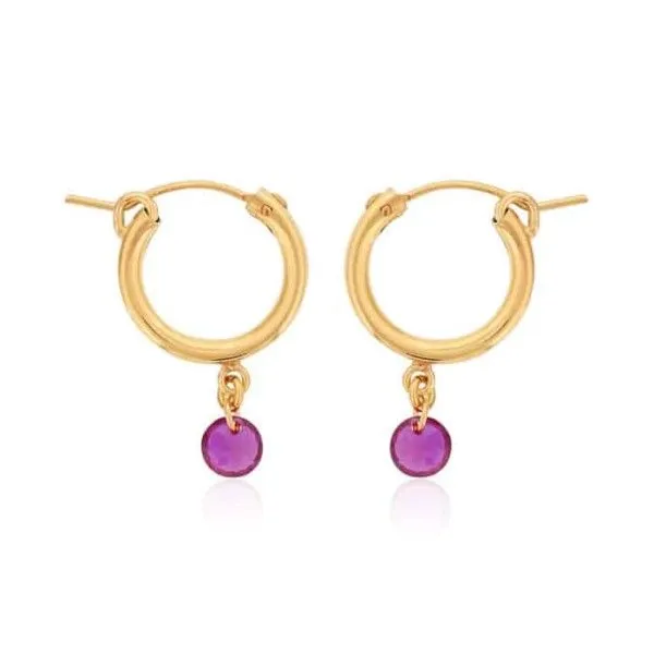 Ruby Drop Hoop Earrings Dickinson Jewelers Dunkirk, MD