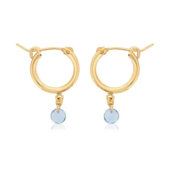 Gold Filled "Designer Picks" Blue Topaz Drop Hoop Earrings Dickinson Jewelers Dunkirk, MD