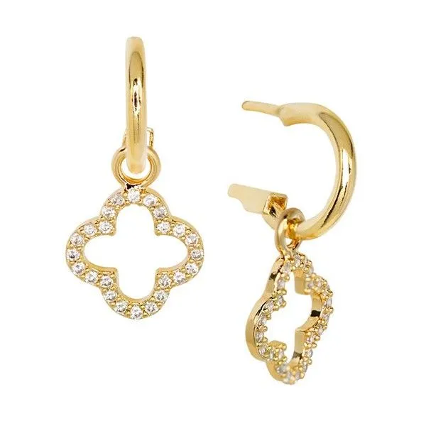 14k Gold Dipped CZ Clover Dangle Earrings Dickinson Jewelers Dunkirk, MD