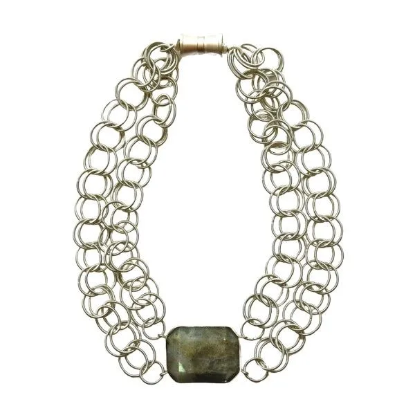 Silvertone Two Strand Gold Rings Necklace With Jasper Dickinson Jewelers Dunkirk, MD