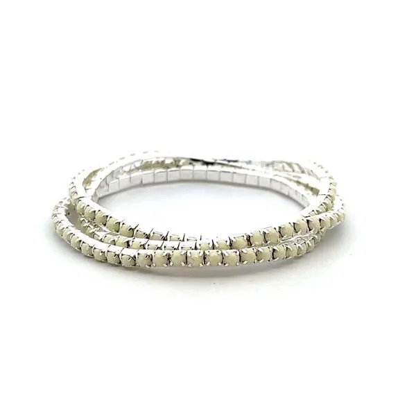 Silvertone White Crystal Stretch Bracelet Set Dickinson Jewelers Dunkirk, MD
