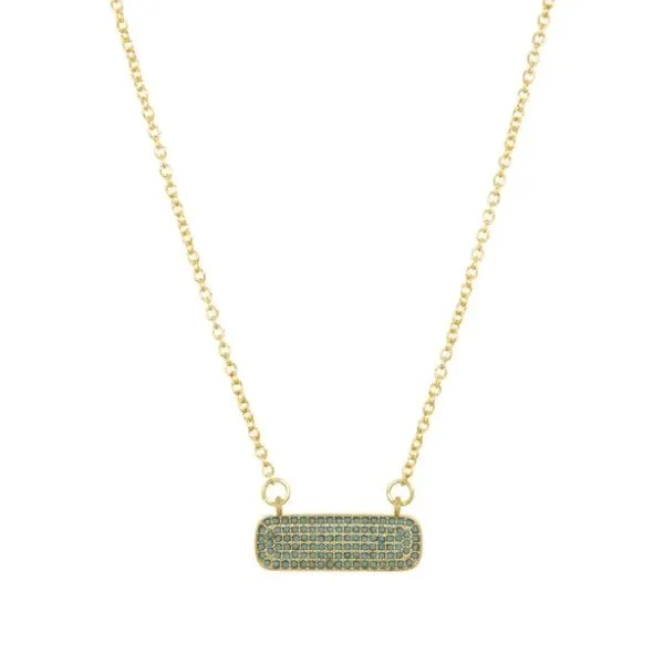 14k Gold Plated Turquoise Crystals Rectangle Disc Necklace Dickinson Jewelers Dunkirk, MD
