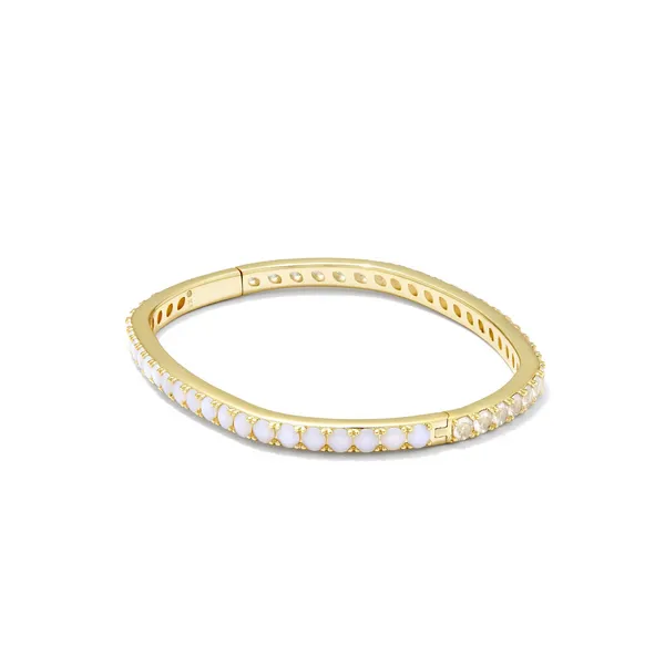 14k Gold Plated "Chandler" Bangle Bracelet in White Opalite Mix - S/M Dickinson Jewelers Dunkirk, MD