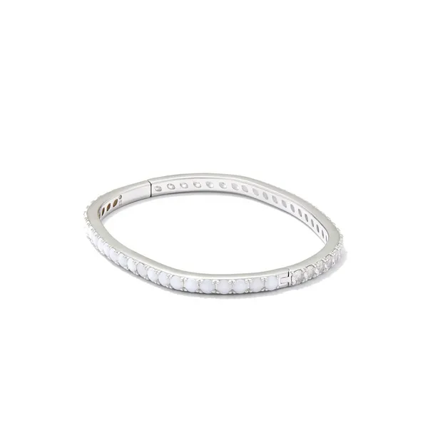 Rhodium Plated "Chandler" Bangle Bracelet in White Opalite Mix - S/M Dickinson Jewelers Dunkirk, MD