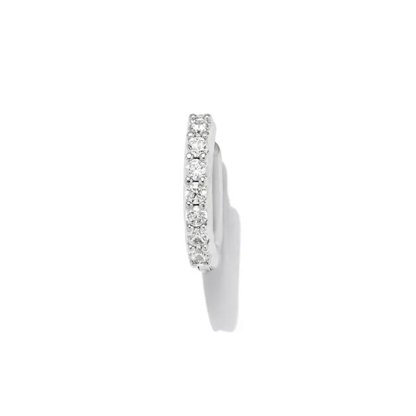 Rhodium Plated "Addison" Huggie SINGLE Earring in White Crystal Dickinson Jewelers Dunkirk, MD