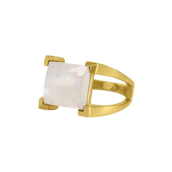22k Yellow Gold Plated Moonstone Mini Plaza Ring Dickinson Jewelers Dunkirk, MD