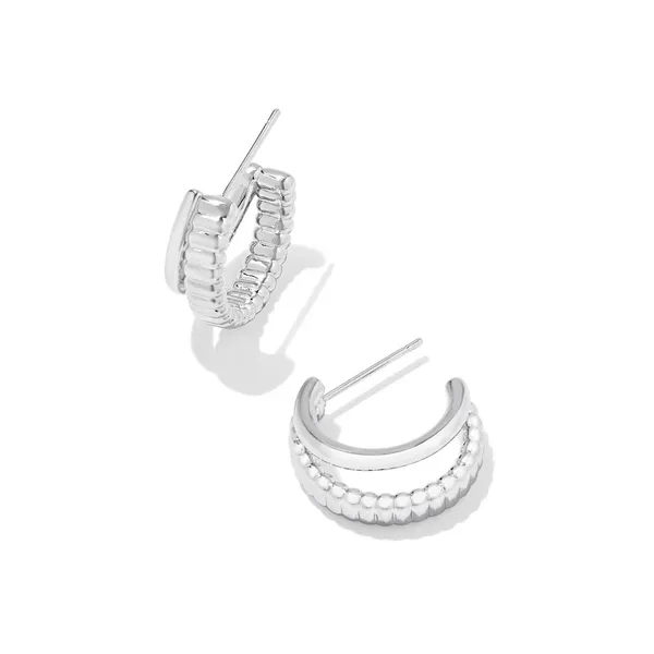 Rhodium Plated "Layne" Huggie Earrings Dickinson Jewelers Dunkirk, MD
