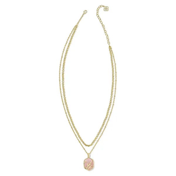 14k Gold Plated "Daphne" Coral Frame Multistrand Necklace in Rose Quartz Image 2 Dickinson Jewelers Dunkirk, MD