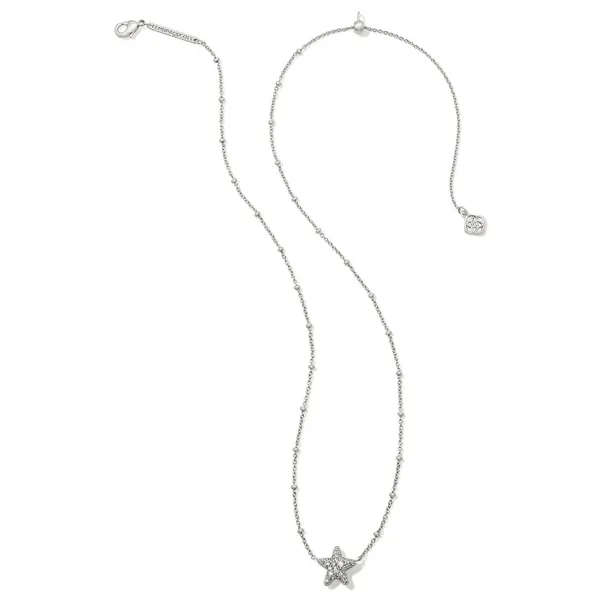 Rhodium Plated "Jae" Star Pave Pendant Necklace in White Crystal Image 2 Dickinson Jewelers Dunkirk, MD