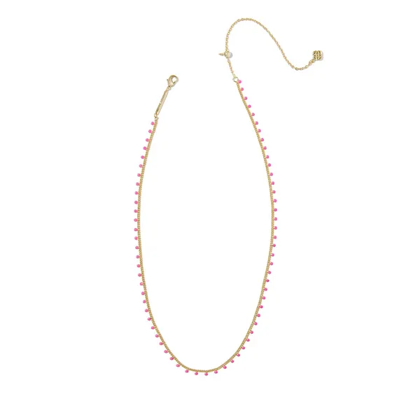 14k Gold Plated "Kelsey" Strand Necklace in Pink Enamel Image 2 Dickinson Jewelers Dunkirk, MD