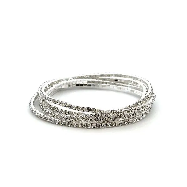 Silvertone Clear Crystal Stretch Bracelet Set Dickinson Jewelers Dunkirk, MD