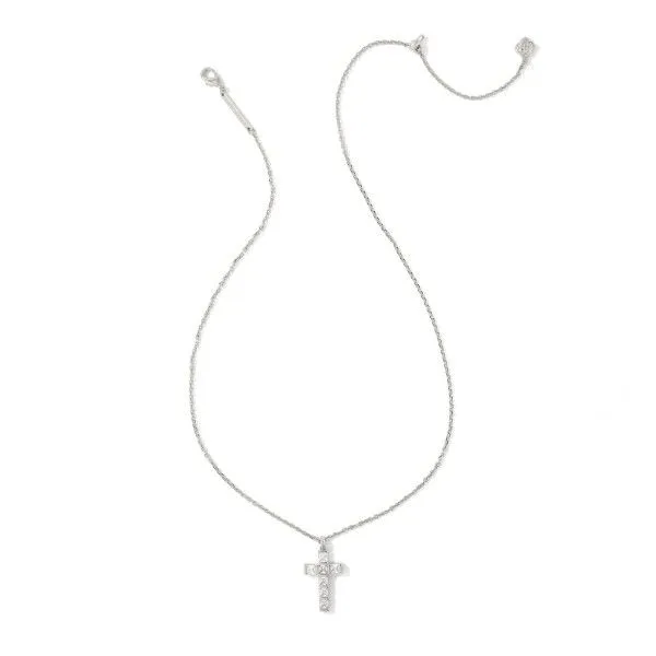 Rhodium Plated Gracie Cross Pendant Necklace Image 2 Dickinson Jewelers Dunkirk, MD