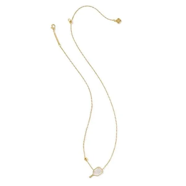 14k Gold Plated "Pickleball" Short Pendant Necklace in Ivory MOP Image 2 Dickinson Jewelers Dunkirk, MD
