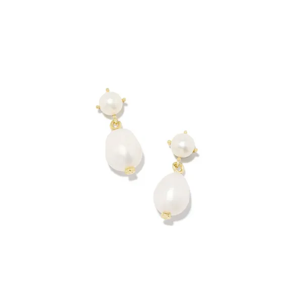 14k Gold Plated "Eve" Drop Earrings in White Pearl Dickinson Jewelers Dunkirk, MD