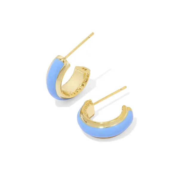 14k Gold Plated "Ainsley" Huggie Hoop Earrings in Light Blue Enamel Dickinson Jewelers Dunkirk, MD