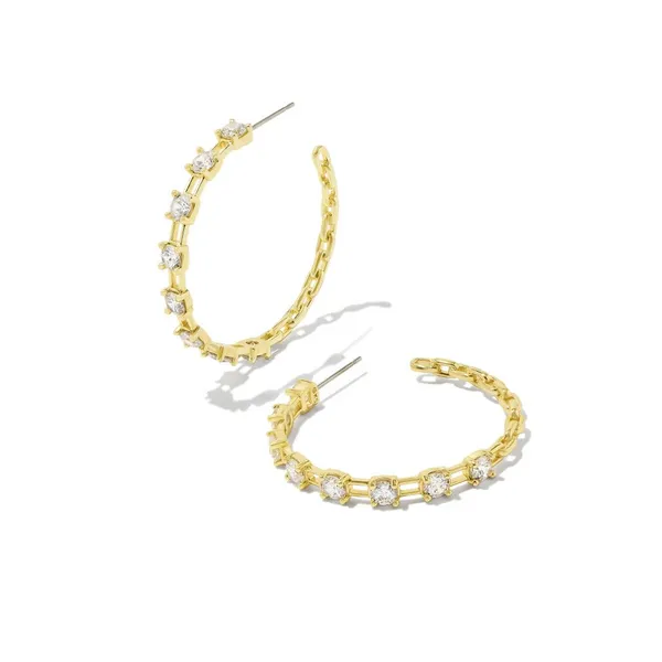 14k Gold Plated "Lexi" Hoop Earrings in White Crystal Dickinson Jewelers Dunkirk, MD