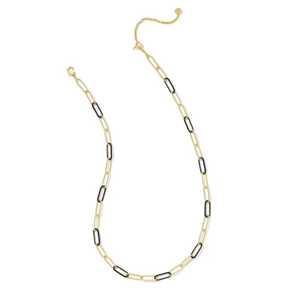 14k Gold Plated "Ainsley" Convertible Chain Necklace in Black Enamel Image 2 Dickinson Jewelers Dunkirk, MD