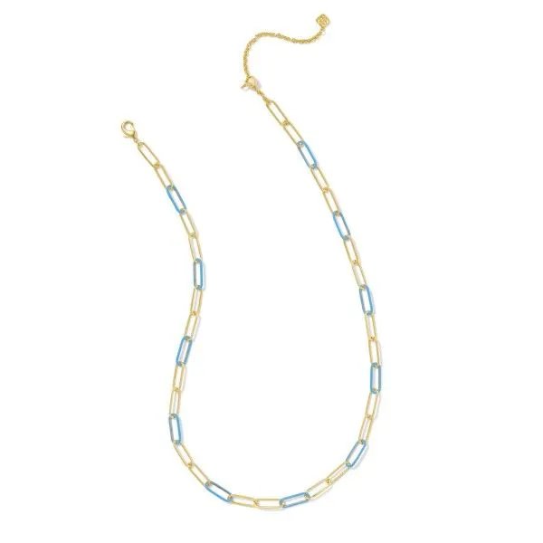 14k Gold Plated "Ainsley" Convertible Chain Necklace in Light Blue Enamel Image 2 Dickinson Jewelers Dunkirk, MD