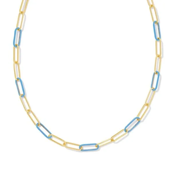 14k Gold Plated "Ainsley" Convertible Chain Necklace in Light Blue Enamel Dickinson Jewelers Dunkirk, MD