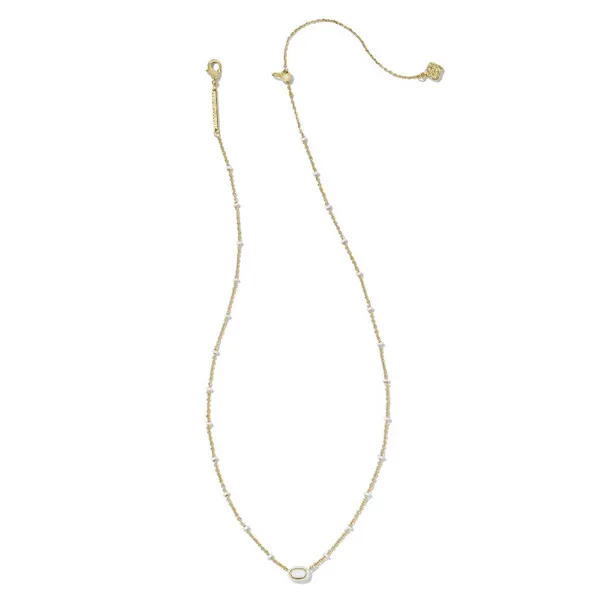 14k Gold Plated "Mini Elisa" Frame Short Pendant Necklace in White MOP Image 2 Dickinson Jewelers Dunkirk, MD