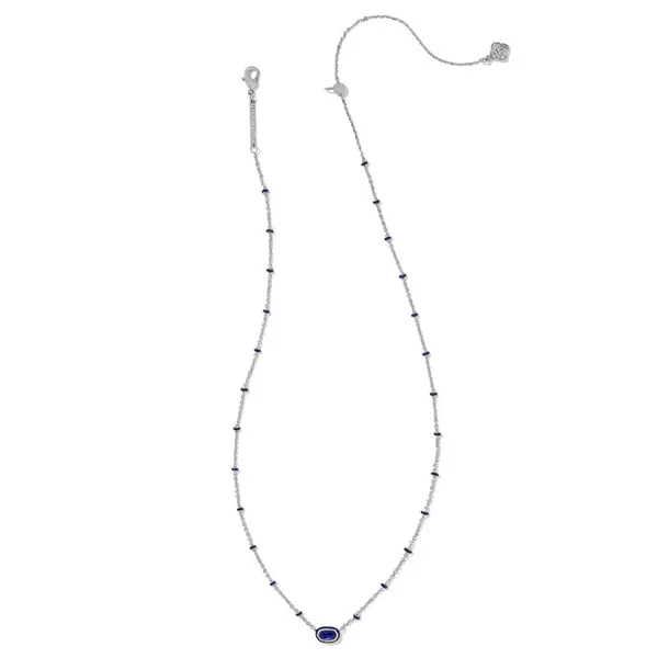 Rhodium Plated "Mini Elisa" Frame Short Pendant Necklace in Navy MOP Image 2 Dickinson Jewelers Dunkirk, MD