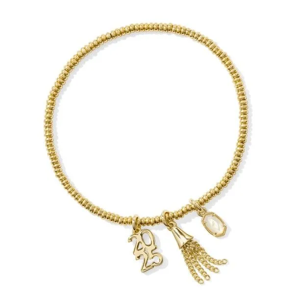 14k Gold Plated "2025" Grad Stretch Bracelet in Dichroic Glass Dickinson Jewelers Dunkirk, MD