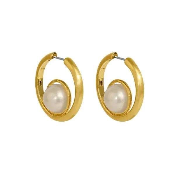 22k Yellow Gold Plated FWP Laguna Floating Huggie Hoop Earrings Dickinson Jewelers Dunkirk, MD