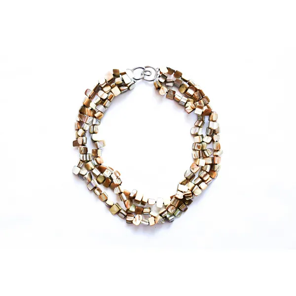 Beige Mother of Pearl Nugget 3 Strand Necklace Dickinson Jewelers Dunkirk, MD