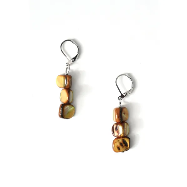 Beige Mother of Pearl Nugget Dangle Earrings Dickinson Jewelers Dunkirk, MD