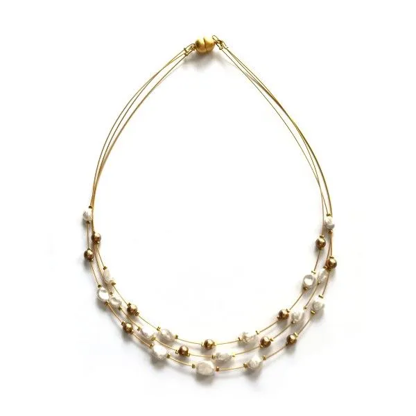 Keishi Pearl and Hematite Wire Necklace Dickinson Jewelers Dunkirk, MD