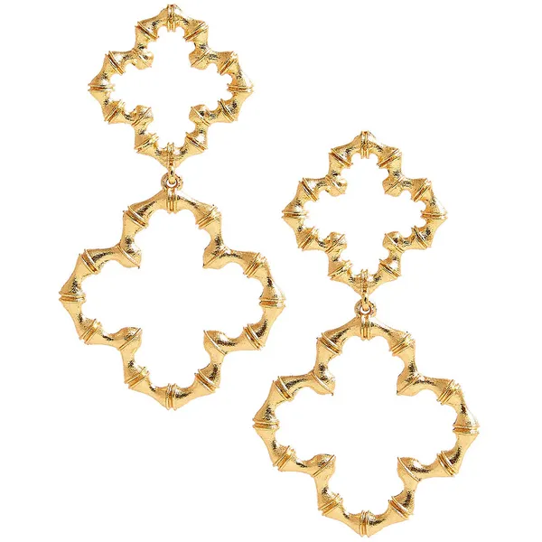 Boutique Jewelry 18k Gold Plated Bryn Bamboo Drop Earrings Dickinson Jewelers Dunkirk, MD