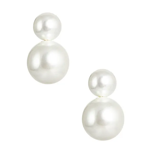 Boutique Jewelry 18k Gold Plated Audrey - Double Pearl Post Earrings Dickinson Jewelers Dunkirk, MD