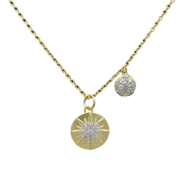 14k Gold Plated CZ Sunburst Necklace Dickinson Jewelers Dunkirk, MD