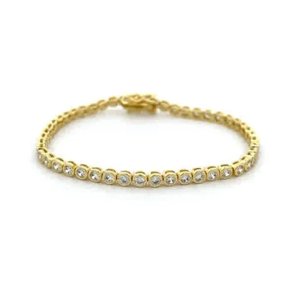 14k Gold Plated Round Bezel CZ Tennis Bracelet Dickinson Jewelers Dunkirk, MD