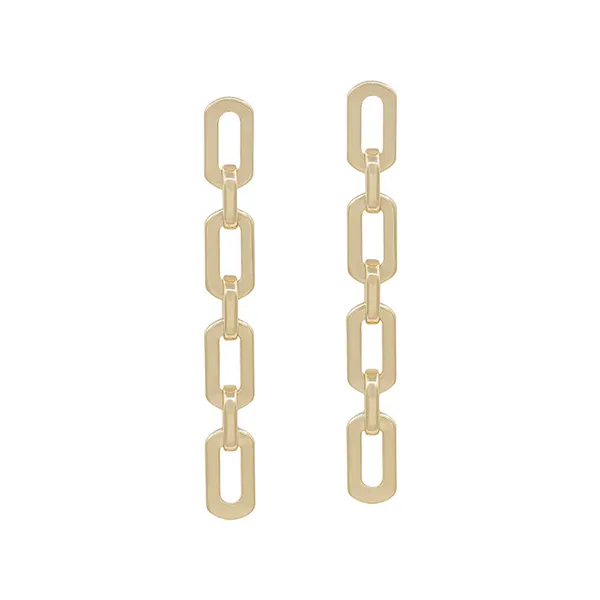 Goldtone Flat Oval Shape Chain Post Earring Dickinson Jewelers Dunkirk, MD