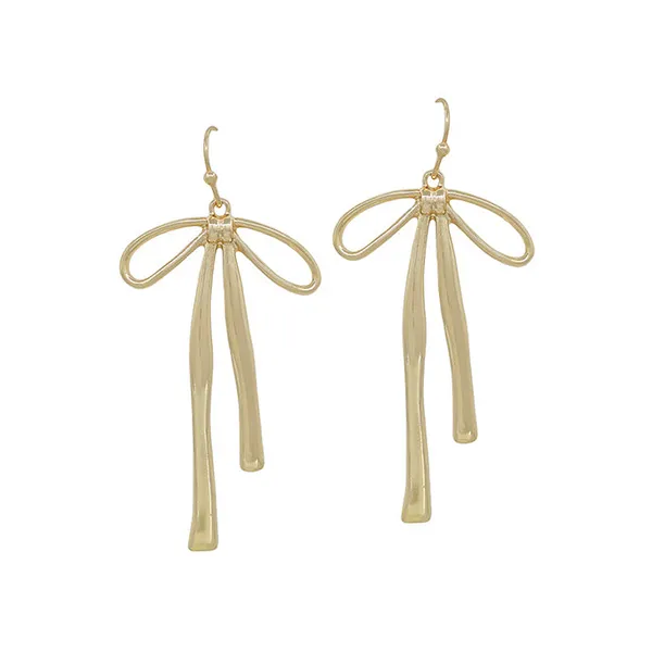 Goldtone Long Bow Dangle Earrings Dickinson Jewelers Dunkirk, MD