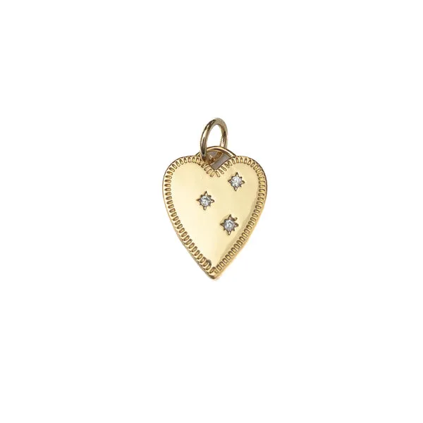 Gold Plated Large Heart with 3 CZs Charm Dickinson Jewelers Dunkirk, MD