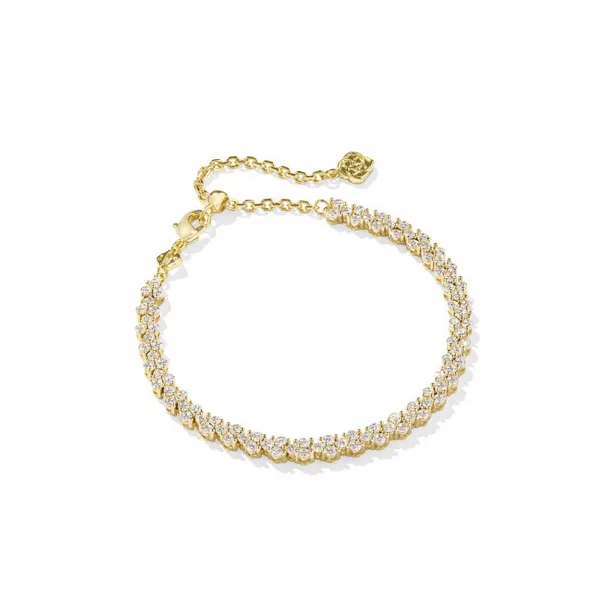 14k Gold Plated "Emery" Tennis Bracelet in White Crystal Dickinson Jewelers Dunkirk, MD