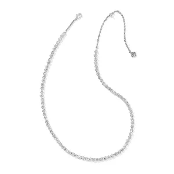 Rhodium Plated "Emery" Tennis Necklace in White Crystal Image 2 Dickinson Jewelers Dunkirk, MD