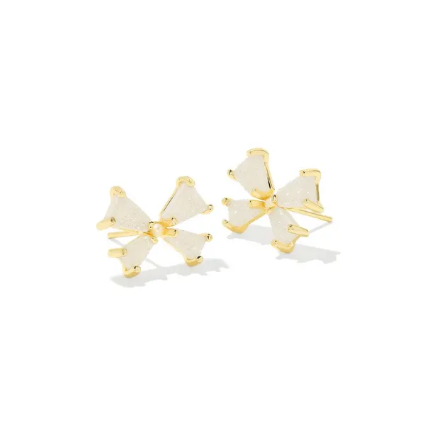 14k Gold Plated "Blair Bow" Small Stud Earrings in Iridescent Drusy Dickinson Jewelers Dunkirk, MD