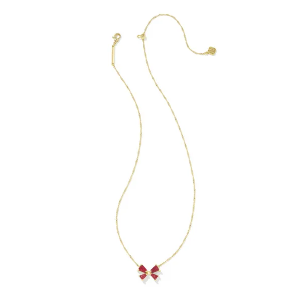 14k Gold Plated "Blair Bow" Small Pendant Necklace in Bright Red Drusy Image 2 Dickinson Jewelers Dunkirk, MD