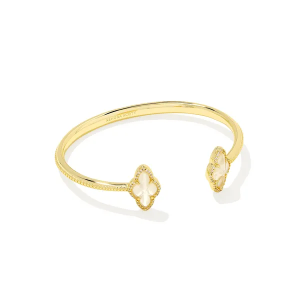 14k Gold Plated "Abbie" Pave Frame Cuff Bracelet in Ivory MOP Dickinson Jewelers Dunkirk, MD