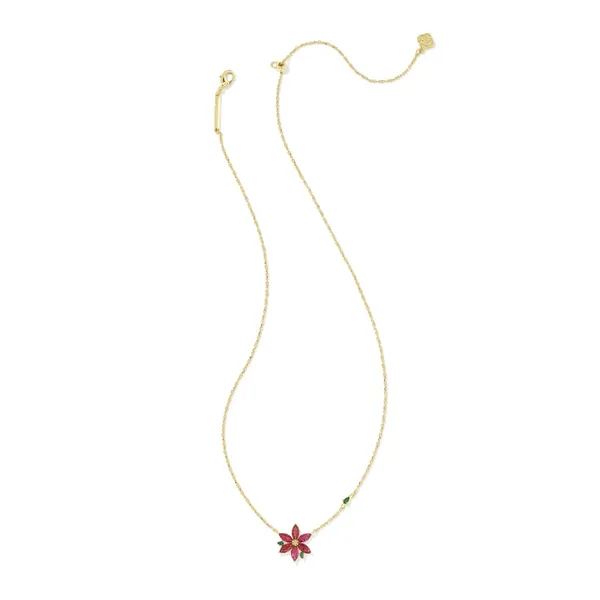 14k Gold Plated "Poinsettia" Pendant Necklace in Red Mix Image 2 Dickinson Jewelers Dunkirk, MD