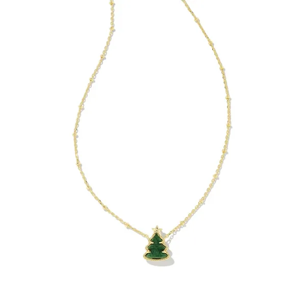 14k Gold Plated "Holiday Tree" Pendant Necklace in Green Quartzite Dickinson Jewelers Dunkirk, MD