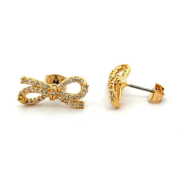 Goldtone Rhinestone Looped Bow Post Earrings Dickinson Jewelers Dunkirk, MD